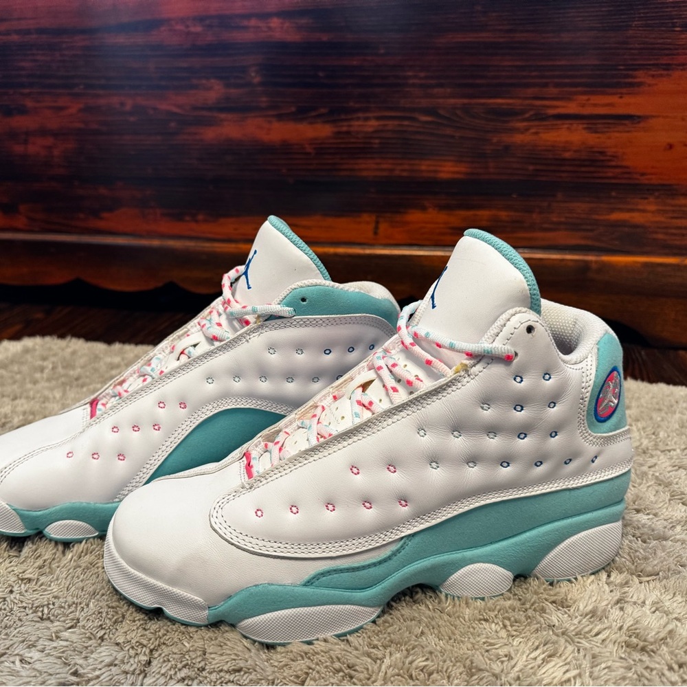 White and Teal Sneakers